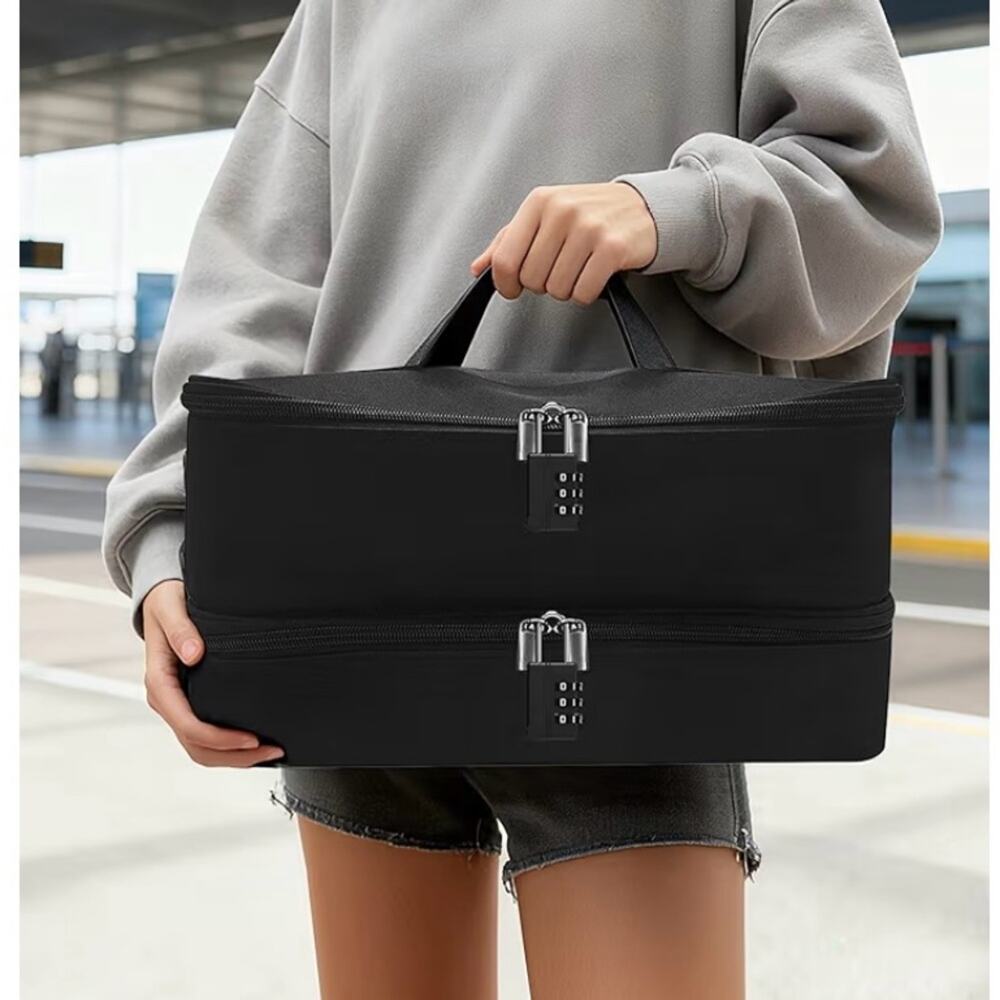 🗽Black Travel Storage Organizer Bag with Lock